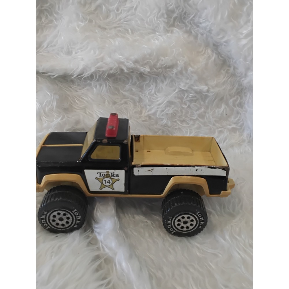 Vintage Tonka Sheriff 14 Pickup Truck Diecast Metal Black Tan Made‎ in USA-as is